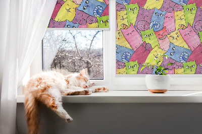 Modern roller blind con estampado de gatos coloridos