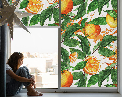 Estor enrollable para ventana con diseño de naranjas y hojas