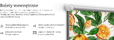 Estor enrollable para ventana con diseño de naranjas y hojas