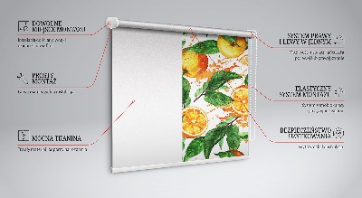 Estor enrollable para ventana con diseño de naranjas y hojas
