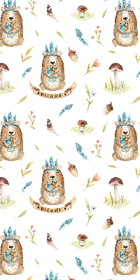 Modern roller blind con estampado de osos de peluche y plantas