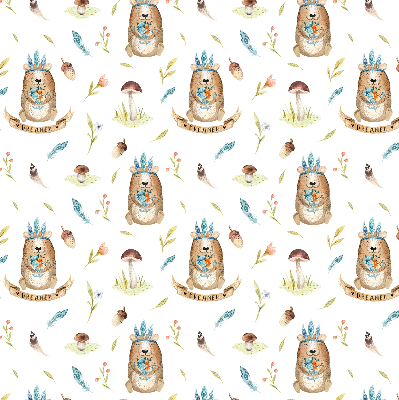 Modern roller blind con estampado de osos de peluche y plantas