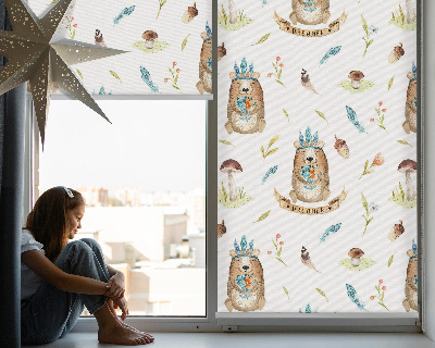 Modern roller blind con estampado de osos de peluche y plantas