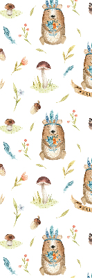 Modern roller blind con estampado de osos de peluche y plantas