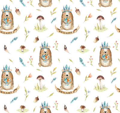 Modern roller blind con estampado de osos de peluche y plantas