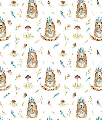 Modern roller blind con estampado de osos de peluche y plantas