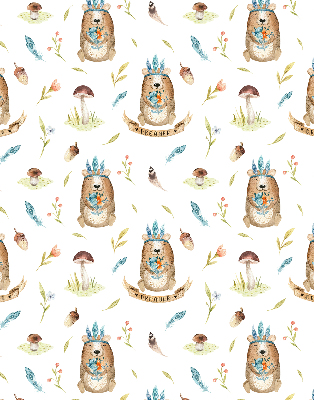 Modern roller blind con estampado de osos de peluche y plantas