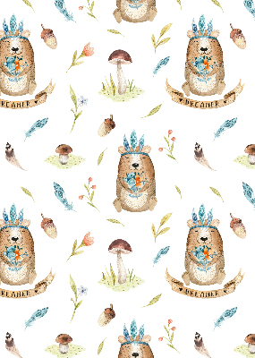 Modern roller blind con estampado de osos de peluche y plantas