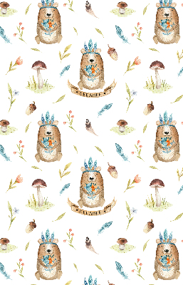 Modern roller blind con estampado de osos de peluche y plantas
