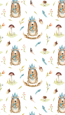 Modern roller blind con estampado de osos de peluche y plantas