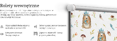 Modern roller blind con estampado de osos de peluche y plantas