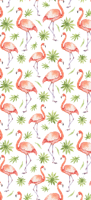Estor enrollable para ventana con estampado de flamencos y hojas