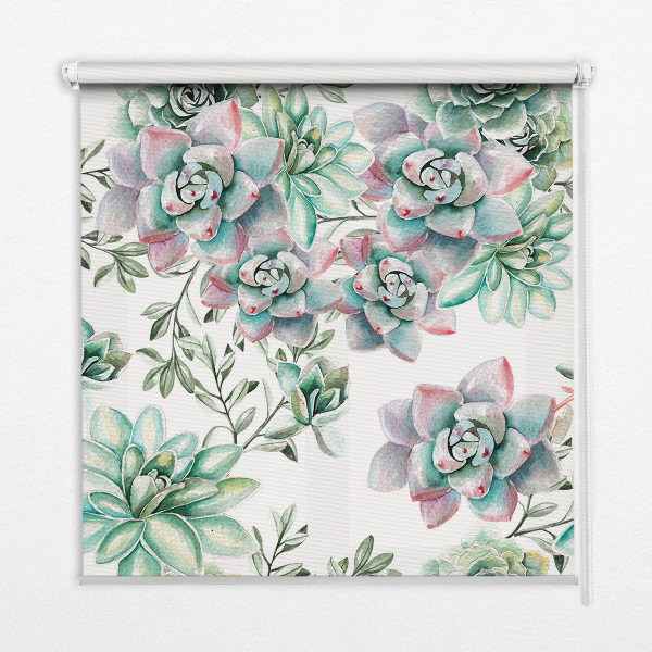 Modern roller blind con estampado de plantas verdes