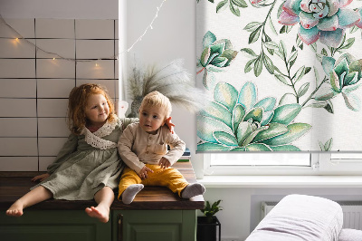 Modern roller blind con estampado de plantas verdes