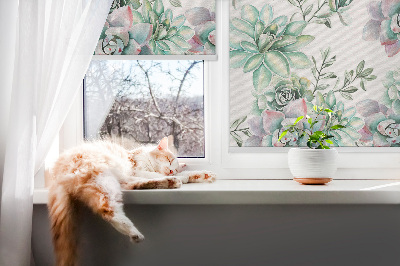 Modern roller blind con estampado de plantas verdes