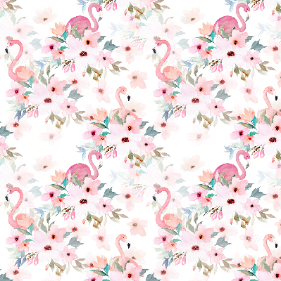 Estor enrollable con estampado de flamencos entre las flores
