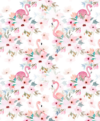 Estor enrollable con estampado de flamencos entre las flores