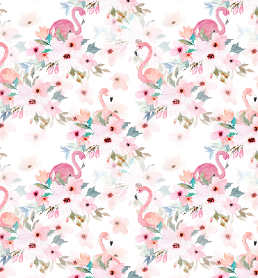 Estor enrollable con estampado de flamencos entre las flores