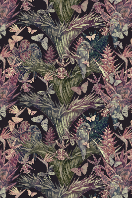 Modern roller blind con estampado de plantas y aves exóticas