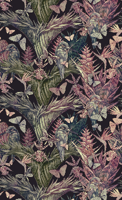 Modern roller blind con estampado de plantas y aves exóticas
