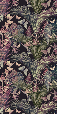Modern roller blind con estampado de plantas y aves exóticas