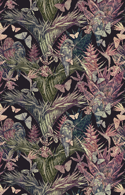Modern roller blind con estampado de plantas y aves exóticas