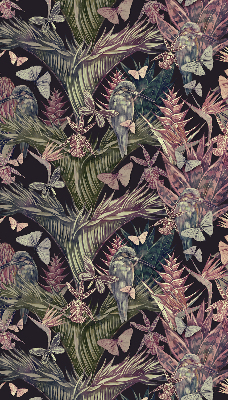 Modern roller blind con estampado de plantas y aves exóticas