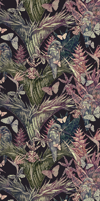 Modern roller blind con estampado de plantas y aves exóticas