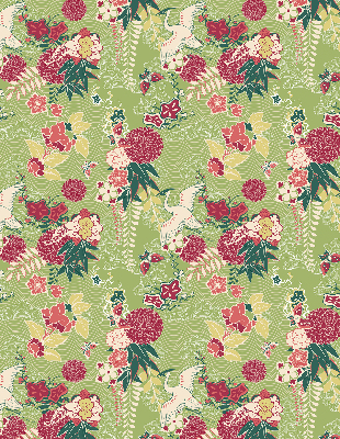 Modern roller blind con tejido de garza con estampado de plantas
