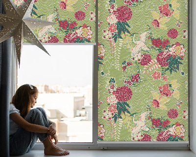 Modern roller blind con tejido de garza con estampado de plantas
