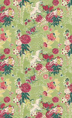 Modern roller blind con tejido de garza con estampado de plantas