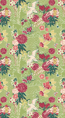 Modern roller blind con tejido de garza con estampado de plantas
