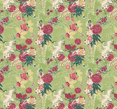 Modern roller blind con tejido de garza con estampado de plantas