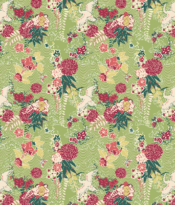Modern roller blind con tejido de garza con estampado de plantas
