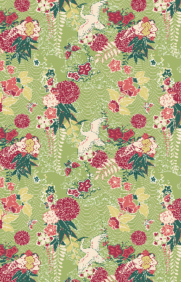 Modern roller blind con tejido de garza con estampado de plantas