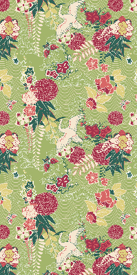 Modern roller blind con tejido de garza con estampado de plantas