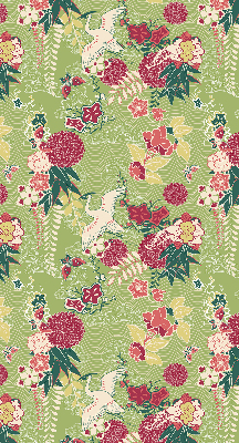 Modern roller blind con tejido de garza con estampado de plantas