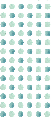 Modern roller blind con un estampado de puntos turquesa sobre fondo blanco