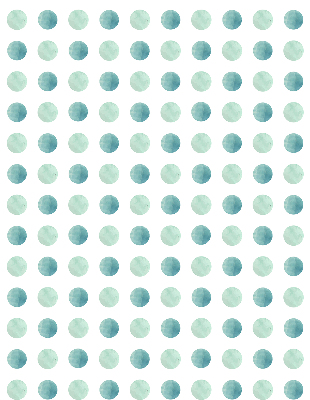 Modern roller blind con un estampado de puntos turquesa sobre fondo blanco