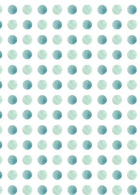 Modern roller blind con un estampado de puntos turquesa sobre fondo blanco