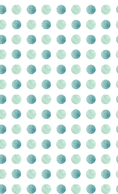 Modern roller blind con un estampado de puntos turquesa sobre fondo blanco