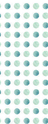 Modern roller blind con un estampado de puntos turquesa sobre fondo blanco