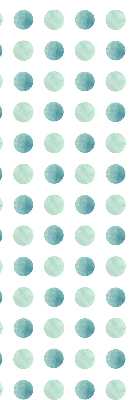 Modern roller blind con un estampado de puntos turquesa sobre fondo blanco