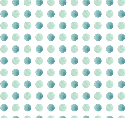 Modern roller blind con un estampado de puntos turquesa sobre fondo blanco