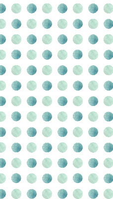 Modern roller blind con un estampado de puntos turquesa sobre fondo blanco