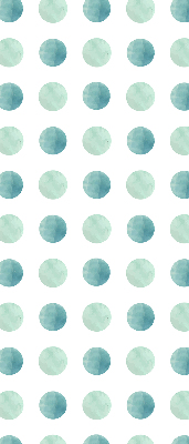 Modern roller blind con un estampado de puntos turquesa sobre fondo blanco