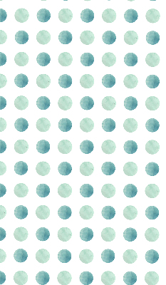 Modern roller blind con un estampado de puntos turquesa sobre fondo blanco
