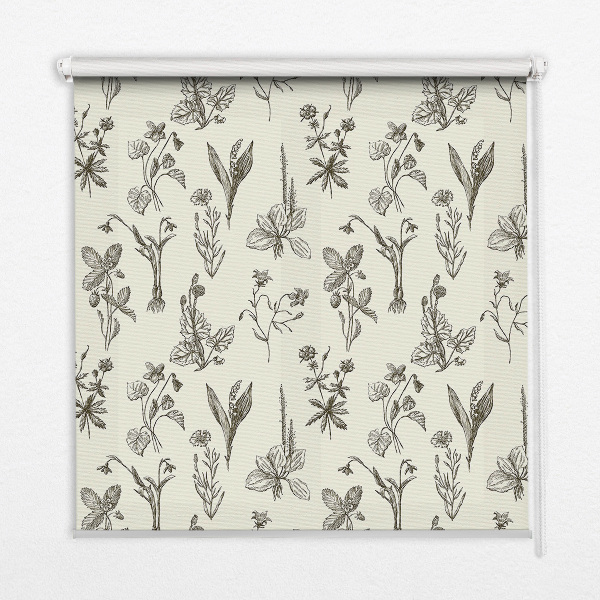 Modern roller blind con estampado de flores dibujadas