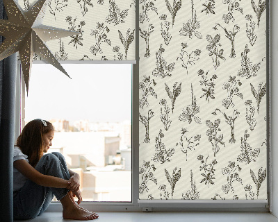 Modern roller blind con estampado de flores dibujadas