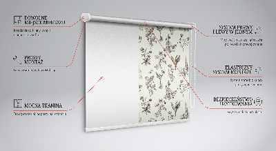 Modern roller blind con estampado de flores dibujadas